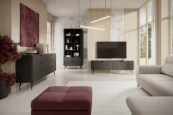 Elegancka szafka RTV do salonu na wysokich nogach BELLO
