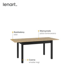 Elegancki rozkładany stół QUANT na czarnych nogach dab artisan
