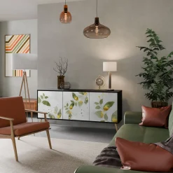 ELEGANT BOTANICS Komoda 3 drzwi Czarna-Bukowa skośna