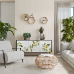 ELEGANT BOTANICS Komoda 3 drzwi Czarna-Bukowa skośna