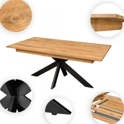 EMDEN Stół Rozkładany #8180 Dąb naturalny 180-265x100cm