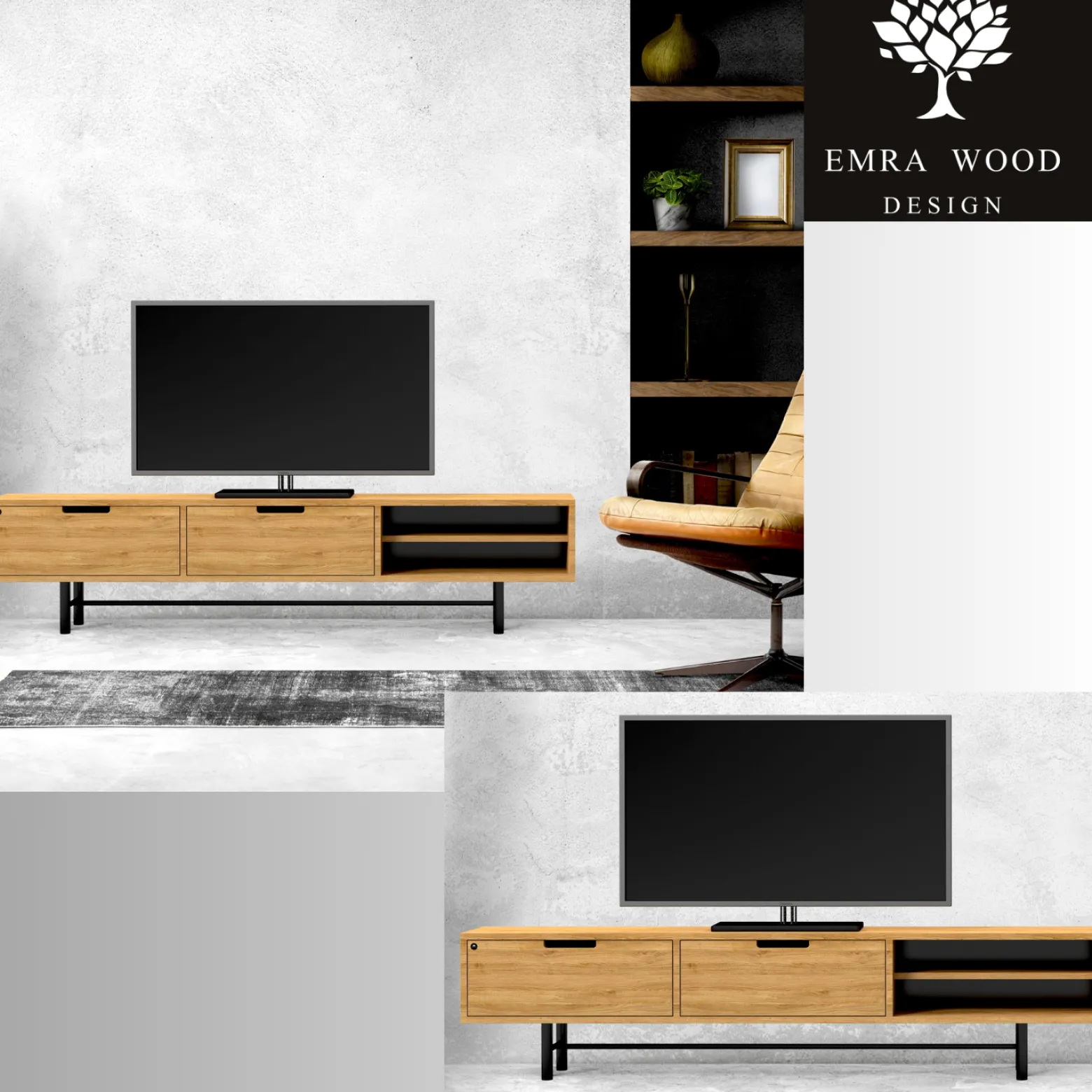 Emra Wood RTV-59 Szafka Rtv Dąb Loft
