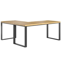 Ergonomiczne Biurko Narożne Dąb Czarny - Loft Office 180x70