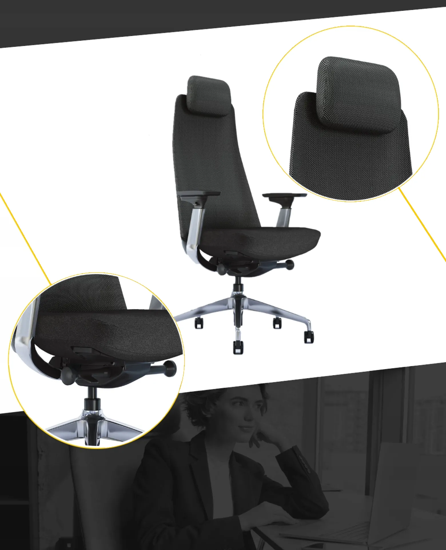 Ergonomiczny fotel biurowy X-ME chrom/czarny