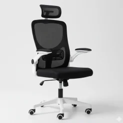 Ergonomiczny fotel biurowy obrotowy mikrosiatka BATI czarno-biały