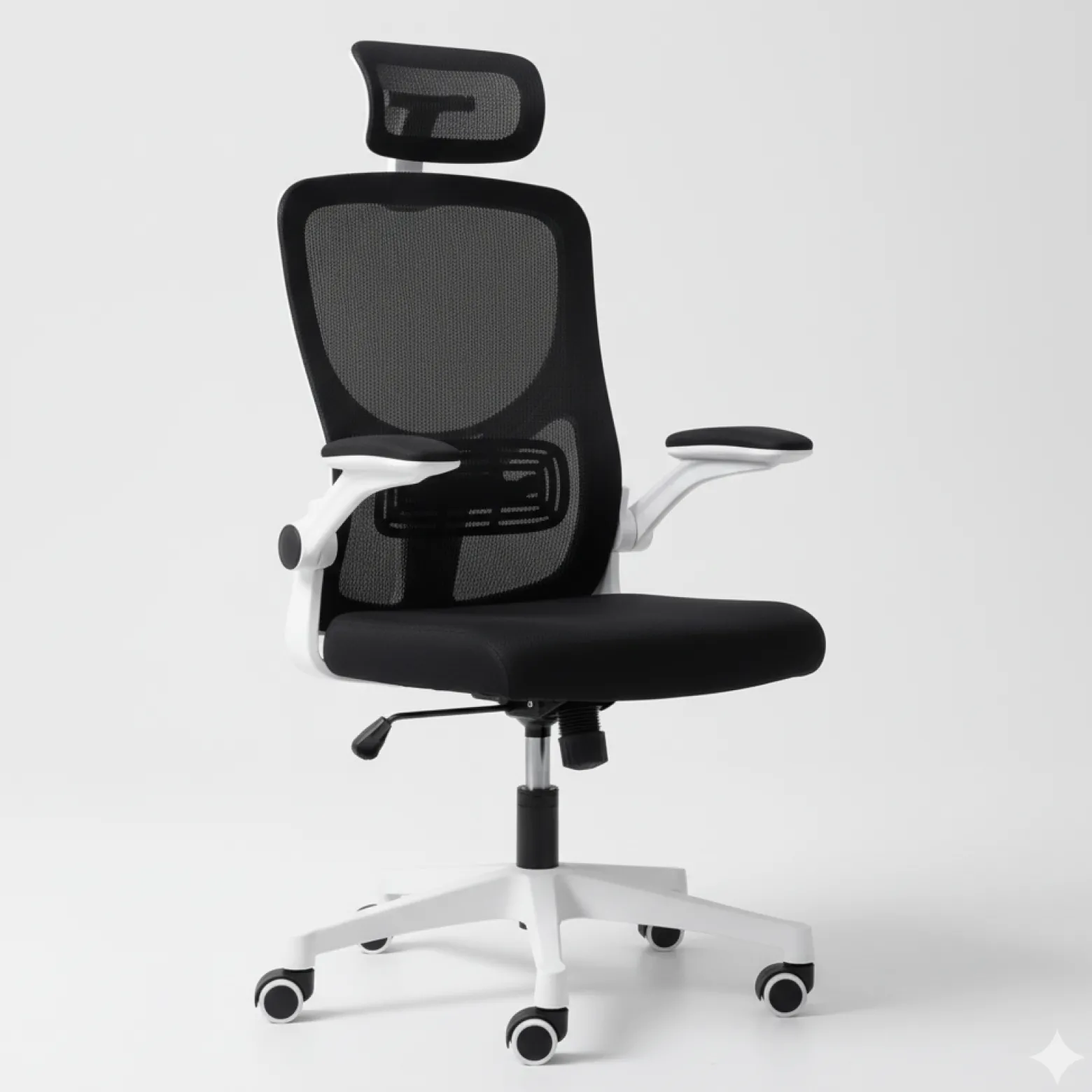 Ergonomiczny fotel biurowy obrotowy mikrosiatka BATI czarno-biały