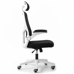 Ergonomiczny fotel biurowy obrotowy mikrosiatka BATI czarno-biały