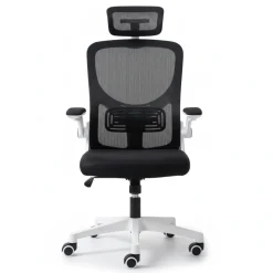 Ergonomiczny fotel biurowy obrotowy mikrosiatka BATI czarno-biały