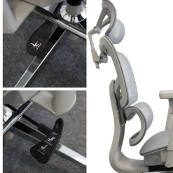 Ergonomiczny fotel biurowy regulowane krzesło z siatki - Szare