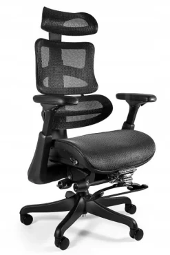 Ergonomiczny fotel ERGOTHRONE z podnóżkiem czarny siatka