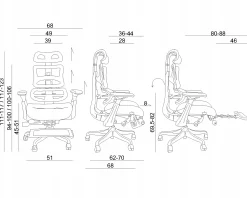 Ergonomiczny fotel ERGOTHRONE z podnóżkiem czarny siatka