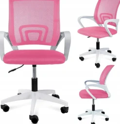 Ergonomiczny fotel obrotowy krzesło biurowe ALEX różowo biały różowy