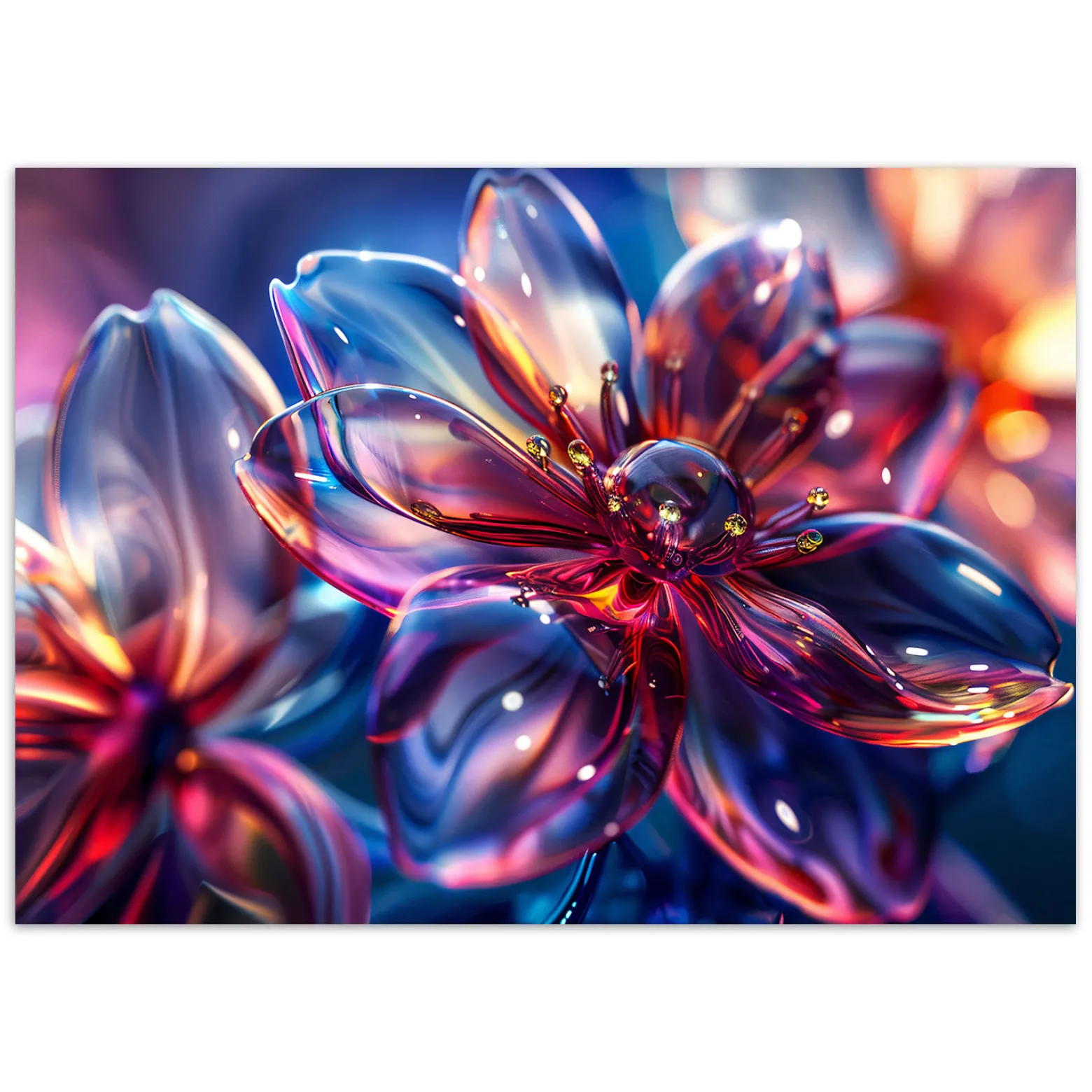Feeby Fototapeta, Błyszczące szklane kwiaty 3D 150x105