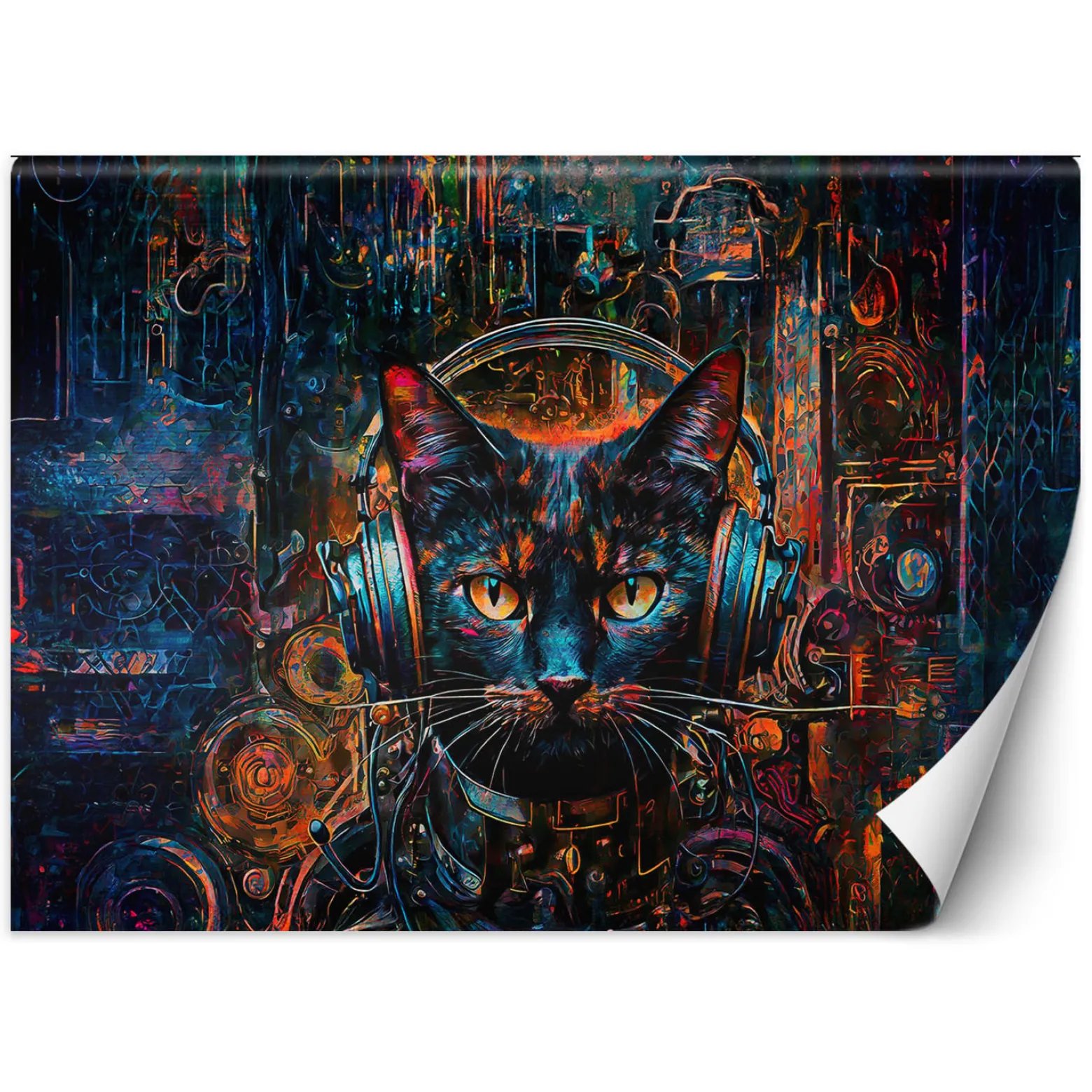 Feeby Fototapeta Kot w sluchawkach
