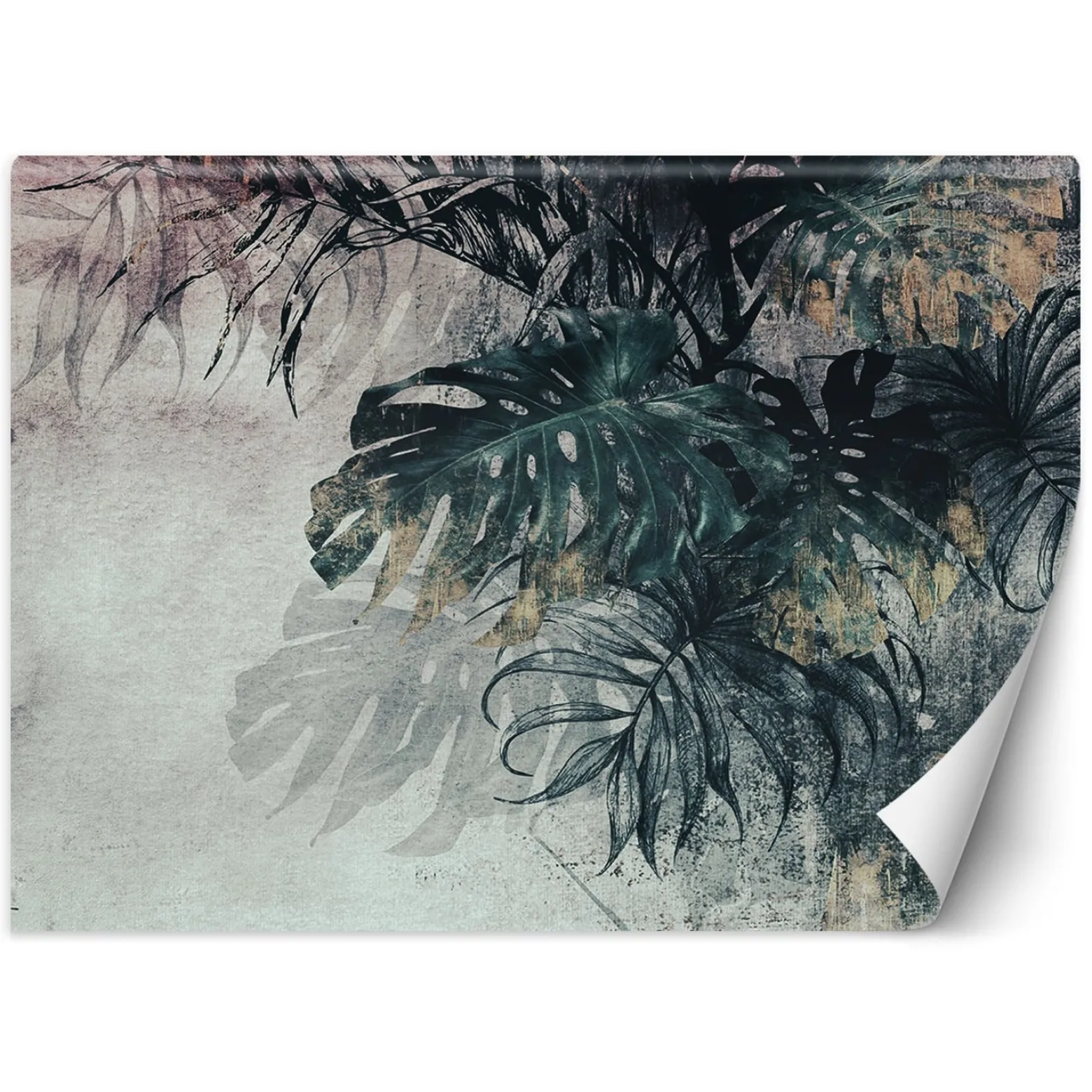Feeby Fototapeta, Monstera 3D Liście Zieleń Złoto 150x105
