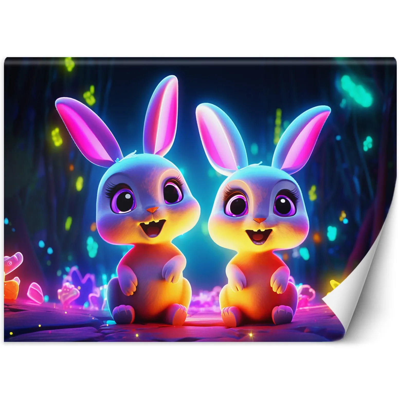 Feeby Fototapeta, Para króliczków neon 150x105