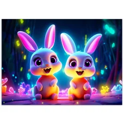 Feeby Fototapeta, Para króliczków neon 150x105