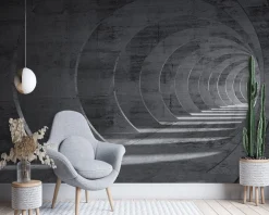 Feeby Fototapeta, Tunel szary 3D 150x105