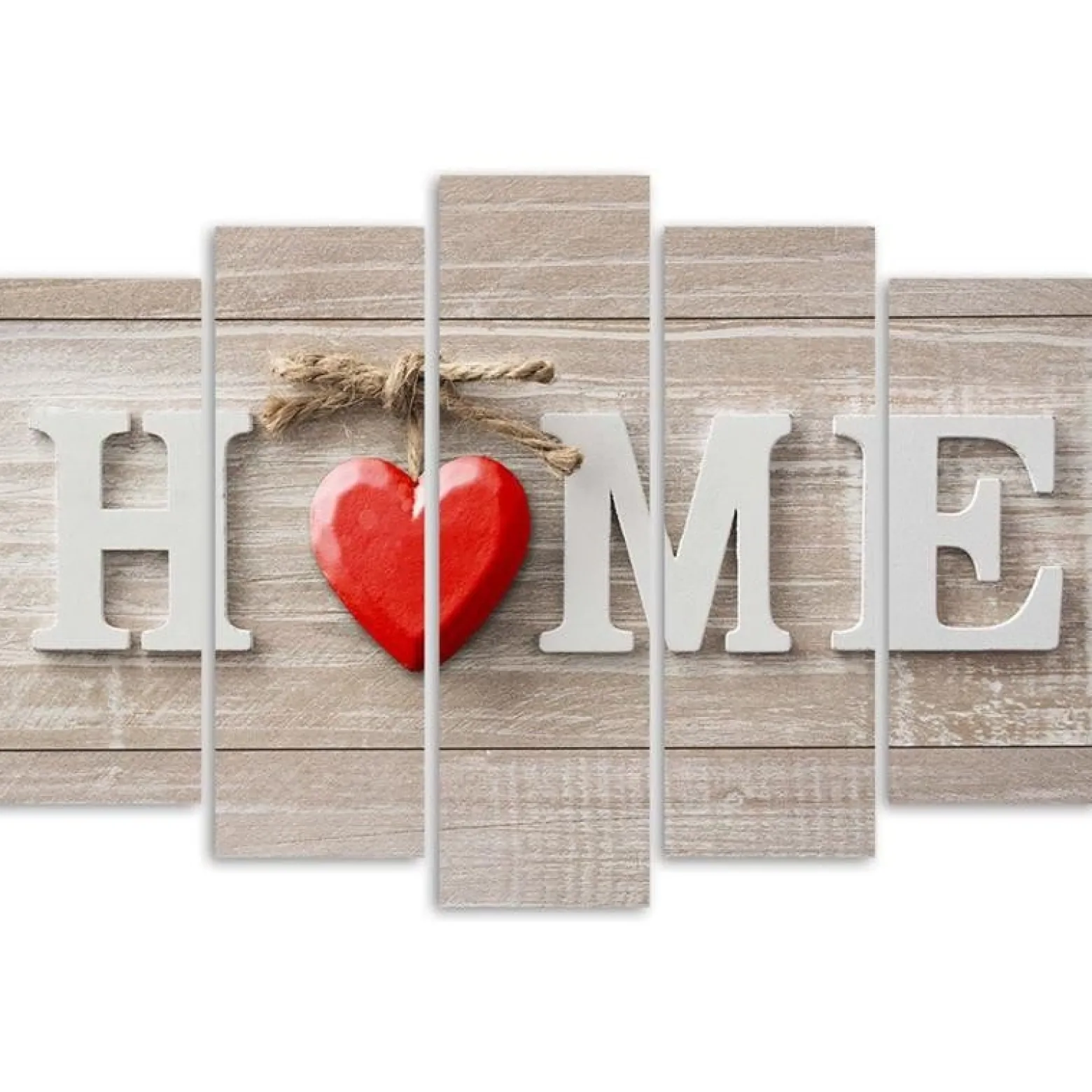 Feeby Obraz 5 częściowy Napis Home z sercem 100x70