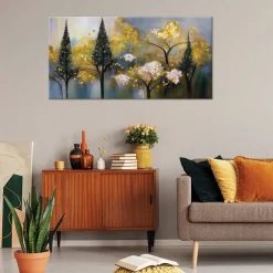 Feeby Obraz na płótnie, Kwitnące Drzewa Abstrakcja Złoty 80x40