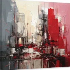 Feeby Obraz na płótnie, Miasto Abstrakcja Czerwony Architektura 30x30
