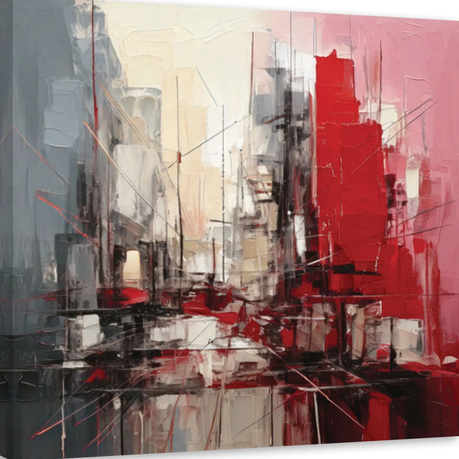 Feeby Obraz na płótnie, Miasto Abstrakcja Czerwony Architektura 30x30