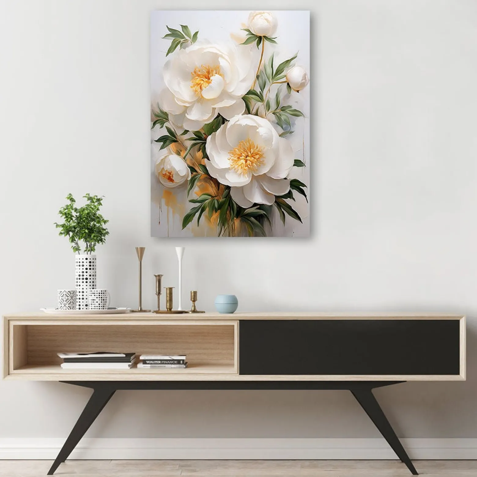 Feeby Obraz na płótnie, Piwonie Kwiaty Białe Natura 60x90
