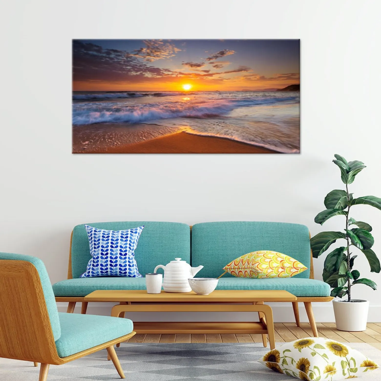 Feeby Obraz na płótnie, Plaża Morze Zachód Słońca Pejzaż 80x40
