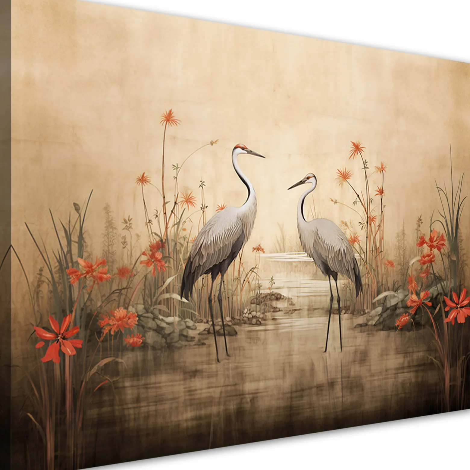 Feeby Obraz na płótnie, Żurawie nad jeziorem 60x40