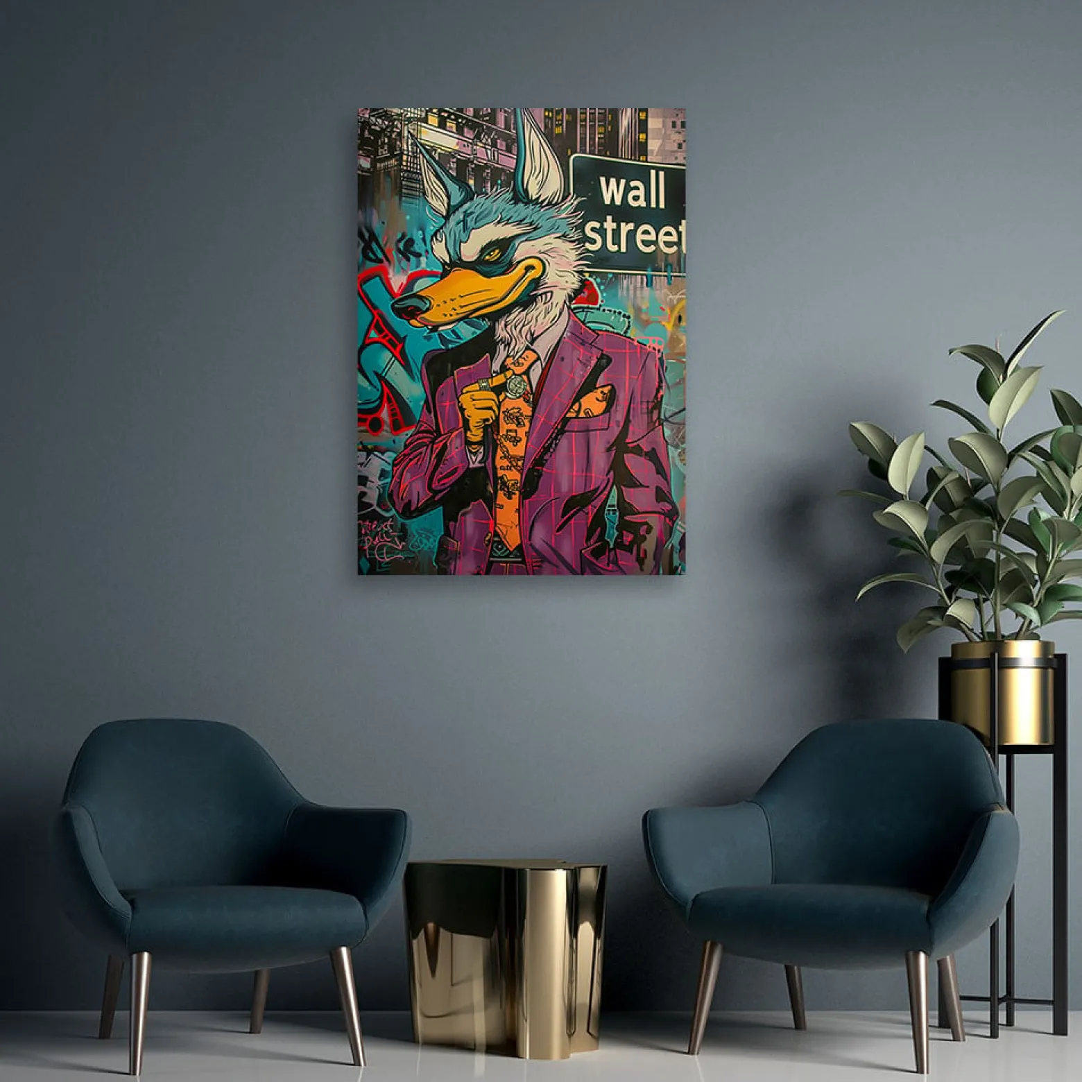 Feeby Obraz na płótnie, Wilk z wall street AI 40x60