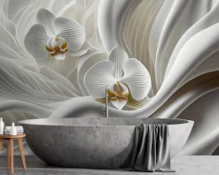 Feeby Fototapeta, Biała orchidea i abstrakcja 3D 150x105