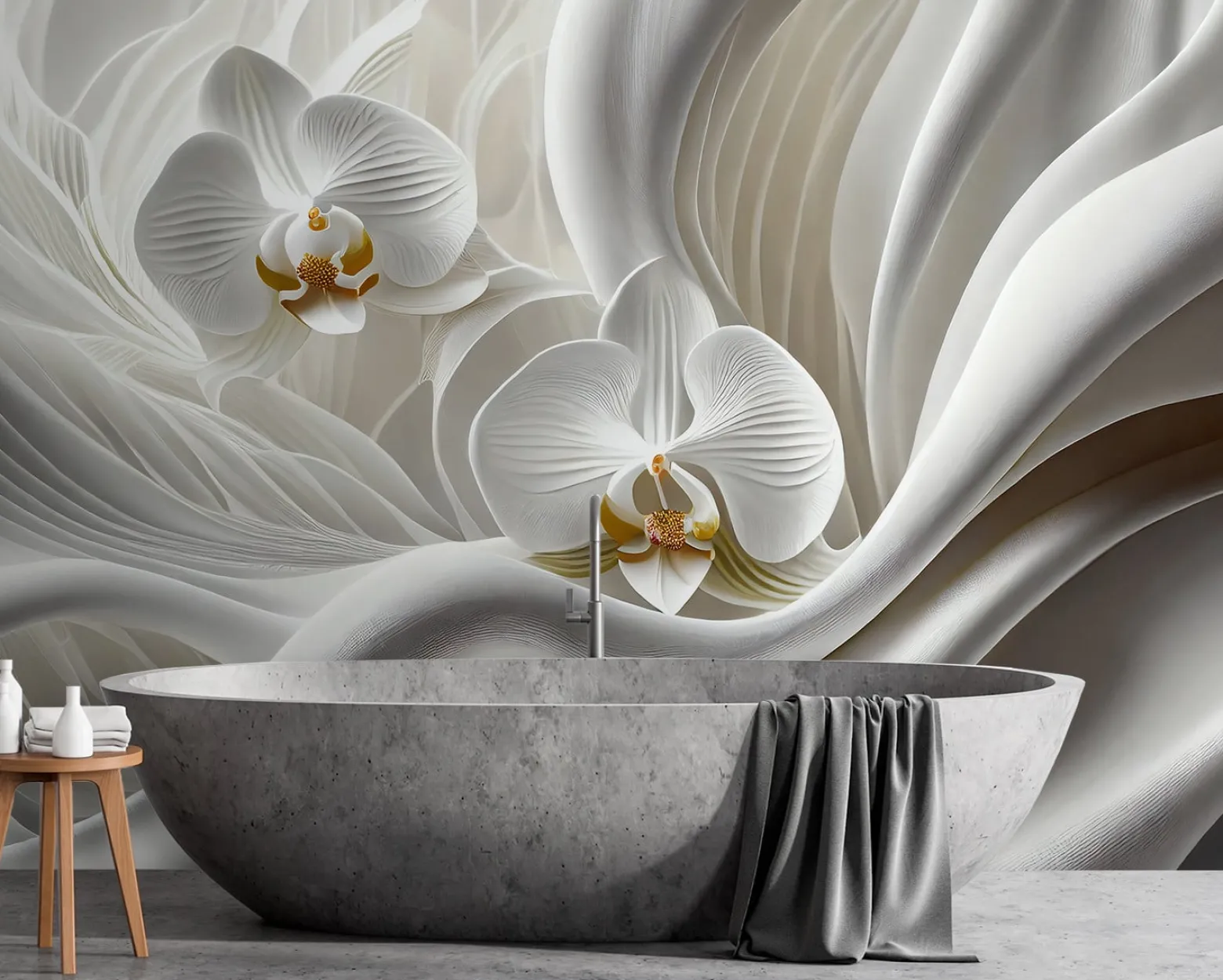 Feeby Fototapeta, Biała orchidea i abstrakcja 3D 150x105