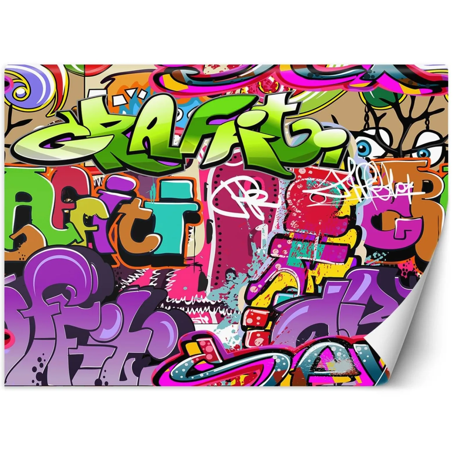 Feeby Fototapeta, Graffiti art w neonowych kolorach street art 150x105