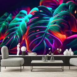 Feeby Fototapeta, Liście monstera w futurystycznym stylu 150x105