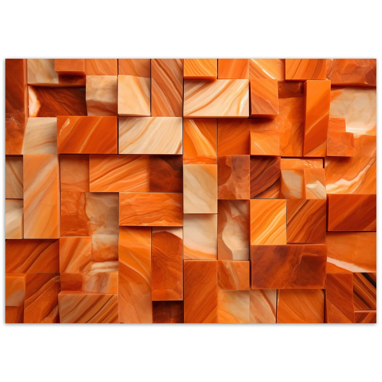 Feeby Fototapeta, Pomarańczowy sześcian 3D 150x105