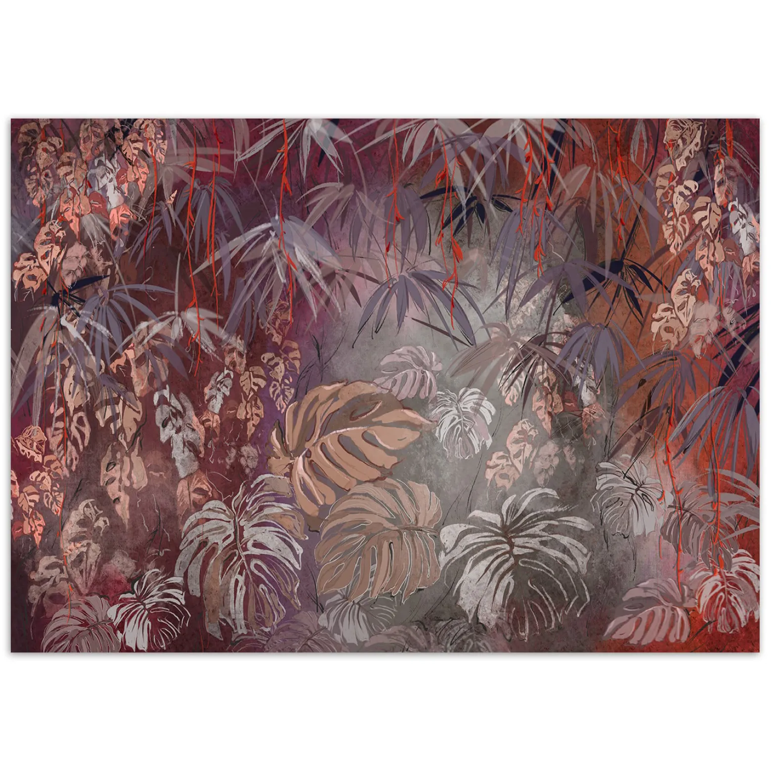 Feeby Fototapeta, Tropikalne liście w dżungli malowane 150x105