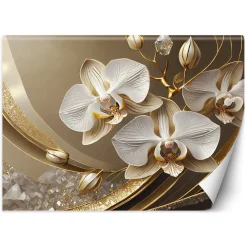 Feeby Fototapeta, Złota Orchidea Kwiat 3D 150x105