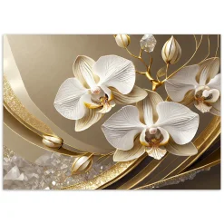 Feeby Fototapeta, Złota Orchidea Kwiat 3D 150x105