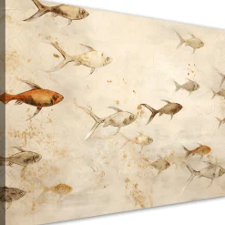 Feeby Obraz boho do łazienki spa - Ryby na beżowym tle 60x40