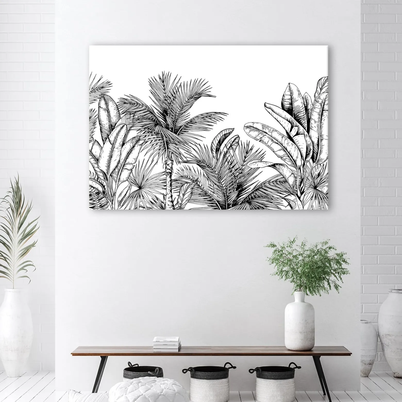 Feeby Obraz, Czarno białe liście 60x40