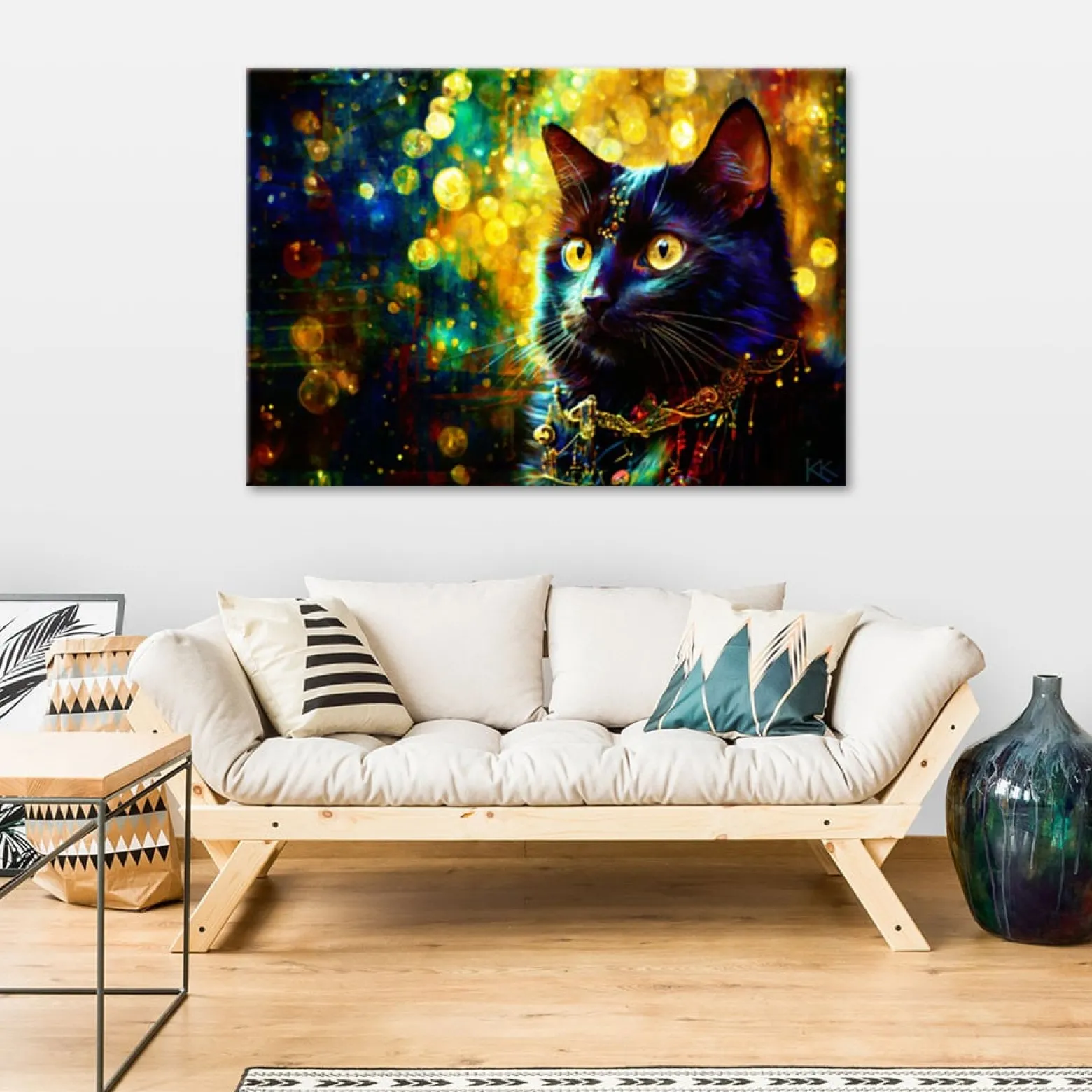 Feeby Obraz, Czarny Kot Abstrakcja 60x40