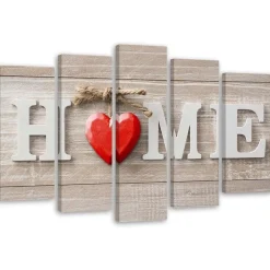 Feeby Obraz 5 częściowy Napis Home z sercem 100x70
