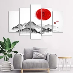 Feeby Obraz 5 częściowy na płótnie Słońce nad Japonią 100x70