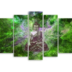 Feeby Obraz 5cz na płótnie Buddha Mandala Natura Zielony