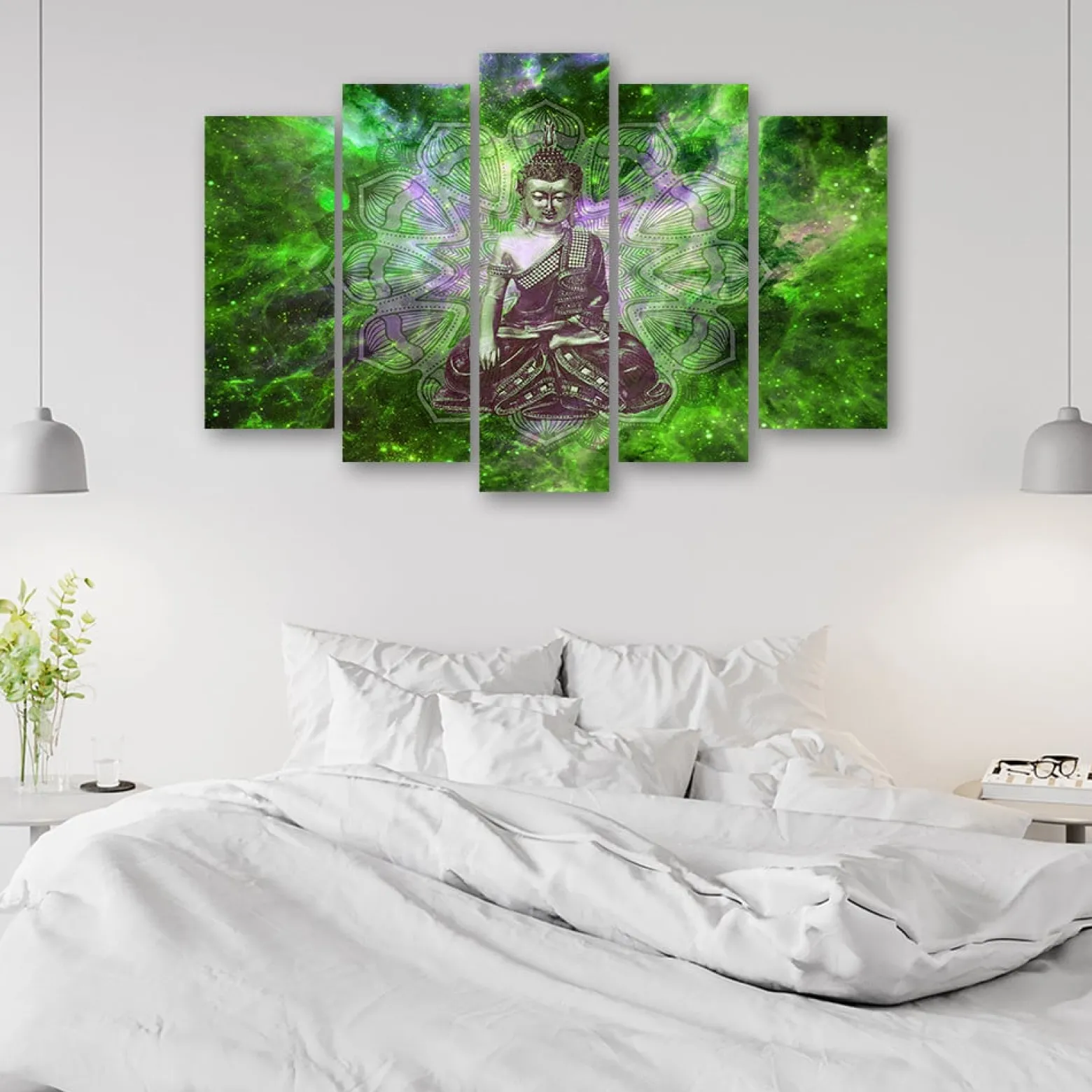 Feeby Obraz 5cz na płótnie Buddha Mandala Natura Zielony