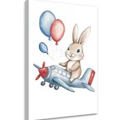 Feeby Obraz do pokoju dziecka, Królik w samolocie z balonikami 40x60