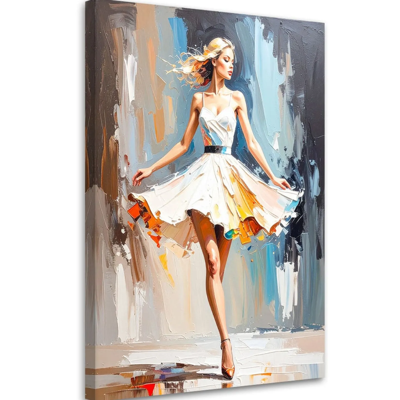 Feeby Obraz do salonu sypialni, Kobieta w białej sukience 40x60