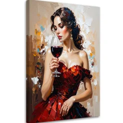 Feeby Obraz do salonu sypialni, Dziewczyna z kieliszkiem wina 40x60