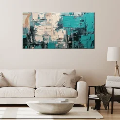 Feeby Obraz do sypialni, Abstrakcja Nowoczesna Turkusowy 80x40