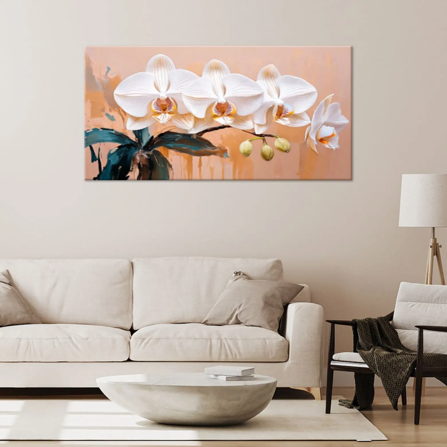 Feeby Obraz do sypialni, Storczyk Akwarela Kwiaty 80x40